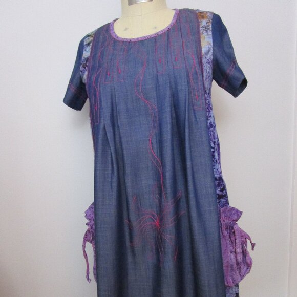 Tunic Dress African Cotton Floral Print Embroidery Bohem - Picture 3 of 13
